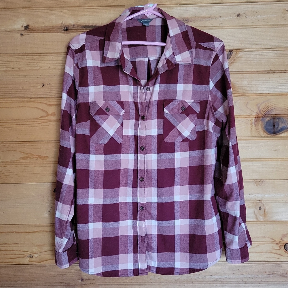 Eddie Bauer Womens Plaid Button-Down long-sleeve Shirt, Size L - Picture 1 of 7
